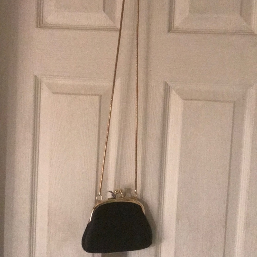 Margot Black leather evening crossbody.